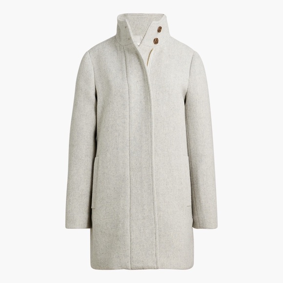 New JCREW Size 8 Button-Neck City Coat in Heather Dusk $298 BU261 - Picture 1 of 4